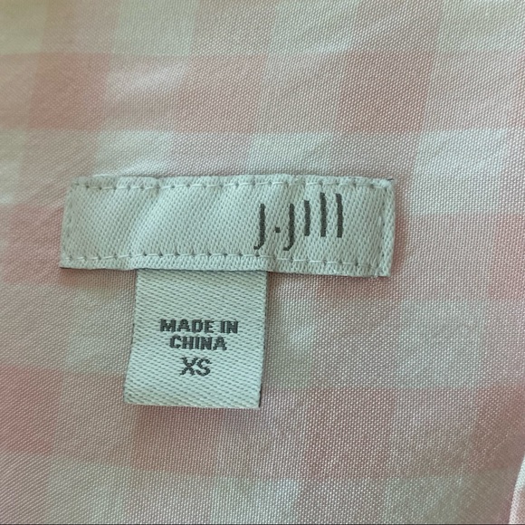 J Jill Pink Gingham Popover Rayon Blouse w Notch Neckline w MEASUREMENTS! - Picture 3 of 9